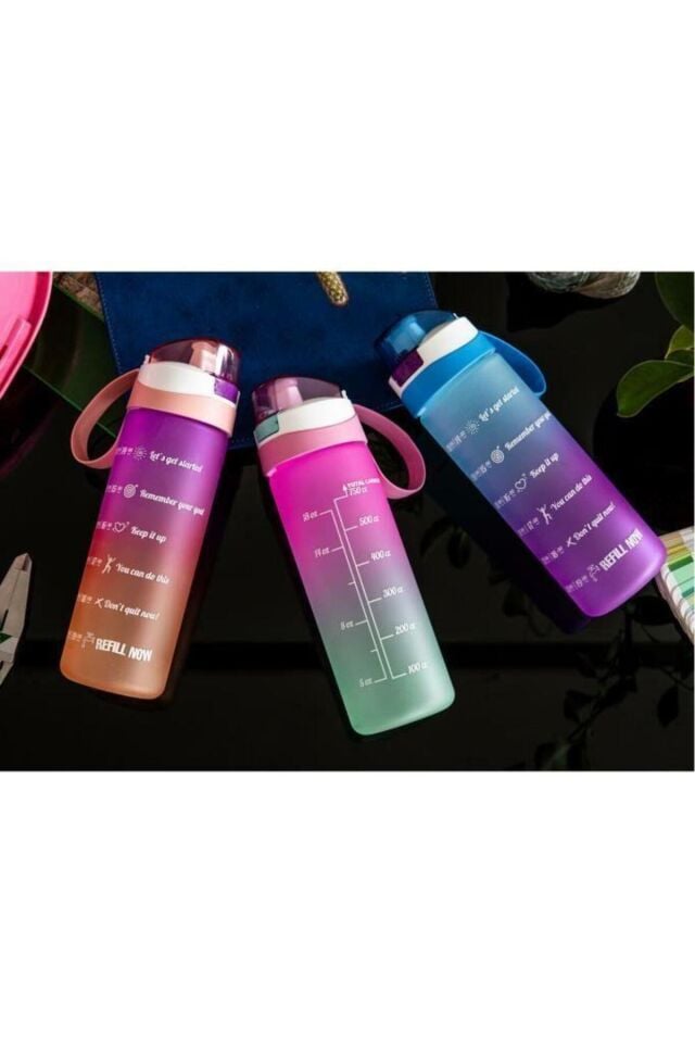 Herevin 0,75 Lt Çift Renk Boyalı Ölçü Baskılı Matara-Pembe