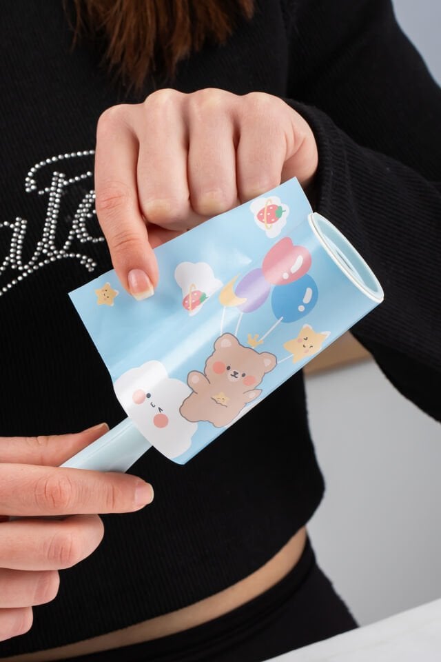 Porsima 3105 Kedi Köpek Tüy Toplayıcı Rulo + 10 Adet Rulo + 2 Adet Tutma Aparatı Toplam 300 Yaprak Mavi