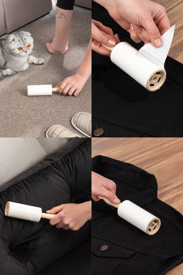 Porsima 3105 Kedi Köpek Tüy Toplayıcı Rulo + 10 Adet Rulo + 2 Adet Tutma Aparatı Toplam 300 Yaprak Mavi