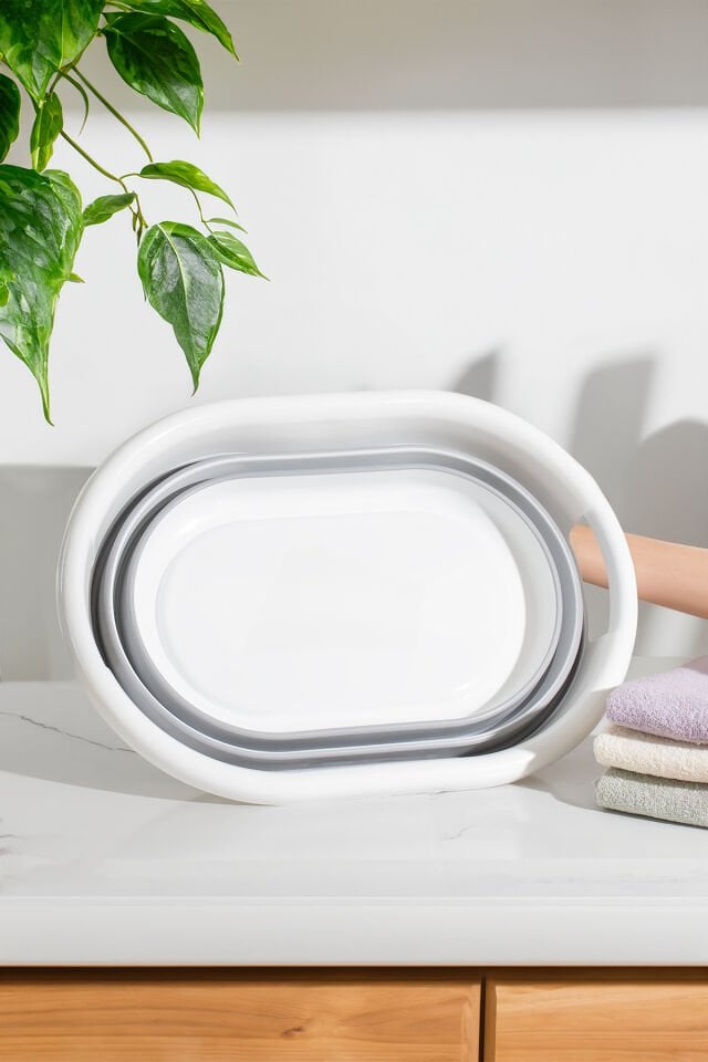 Porsima 2li Katlanabilir Akordiyon Temizlik Seti - Katlanır Sepet 25 lt. - Katlanır Su Kovası 10 lt.