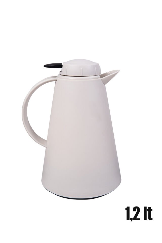 Herevin 161714-590 Plastik Termos Çay Termosu Su Termosu Sürahi 1,2 Litre Krem