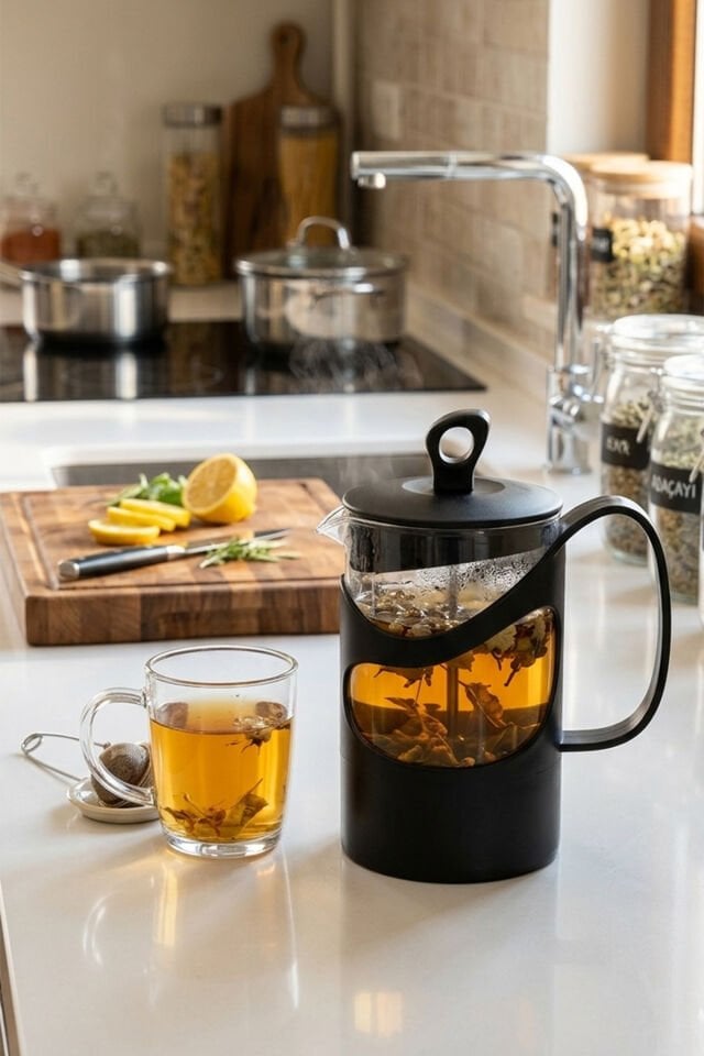 Herevin 131061-834 French Press Süzgeçli Çay Kahve Kupası 600Ml