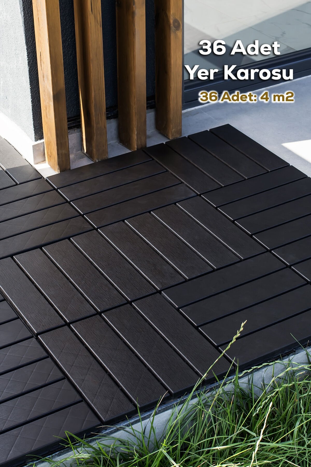 Porsima 1066 36lı Bahçe Balkon Teras Zemin Döşemesi Banyo Paspası Sert Plastik Dış Mekan Karosu Antrasit