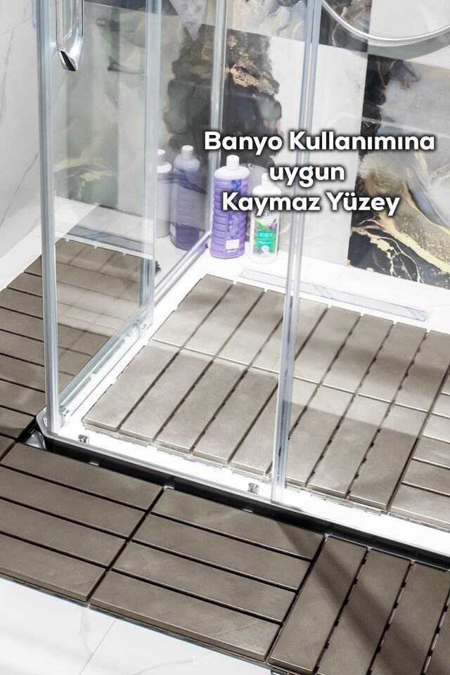 Porsima 1177 18li Bahçe Balkon Teras Zemin Paspası Banyo Paspası Dış Mekan Yer Karosu Latte-2m