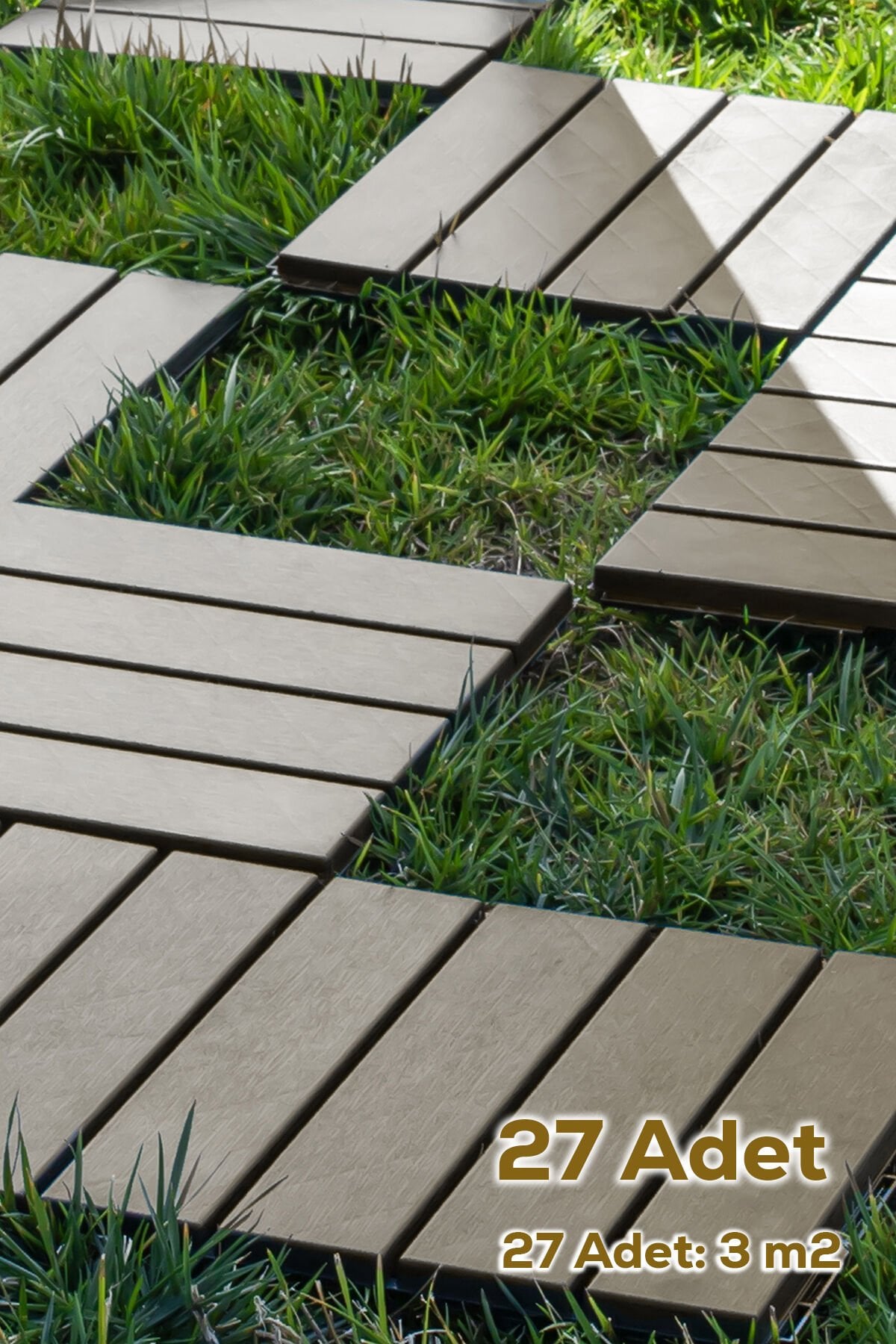 Porsima 1177 27li Bahçe Balkon Teras Zemin Paspası Banyo Paspası Dış Mekan Yer Karosu Latte-3m