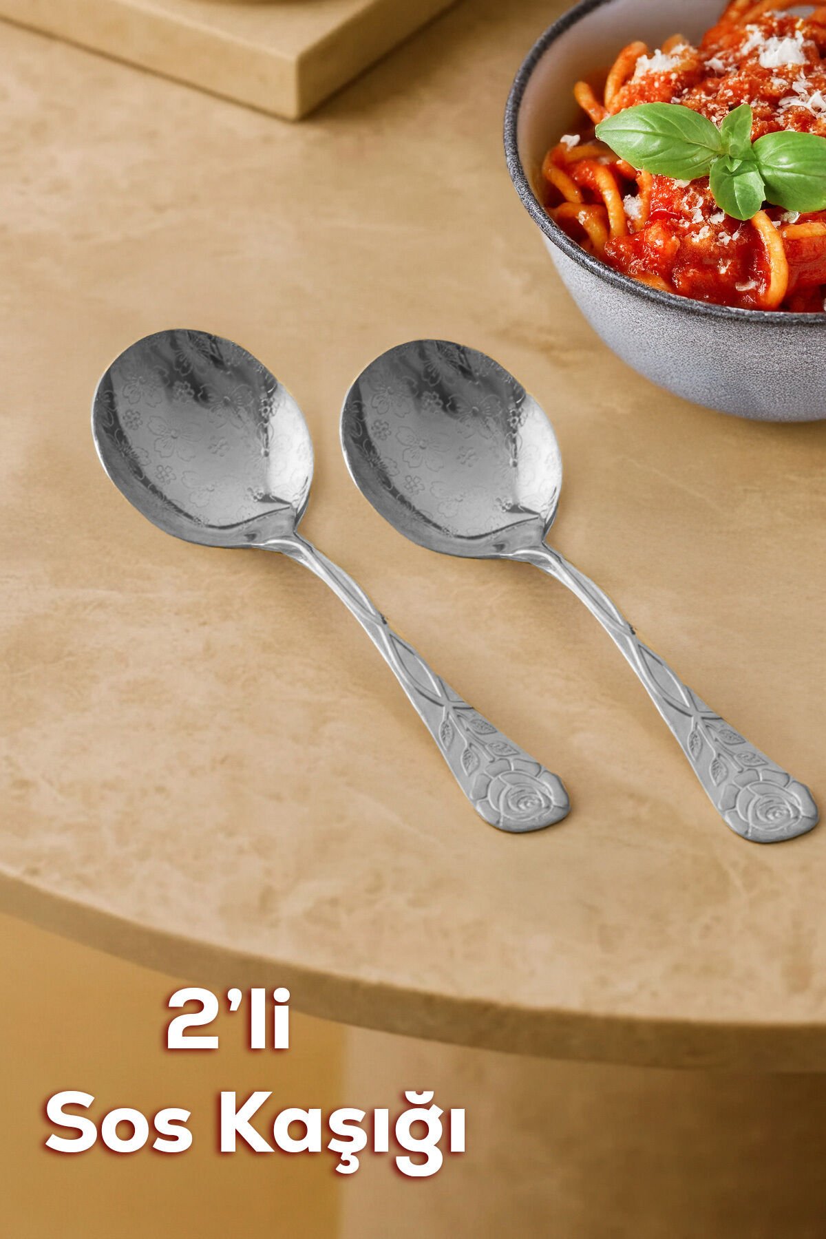 Porsima 5216 Metal Gümüş 2li Sos Kaşığı-Kaşık 13cm