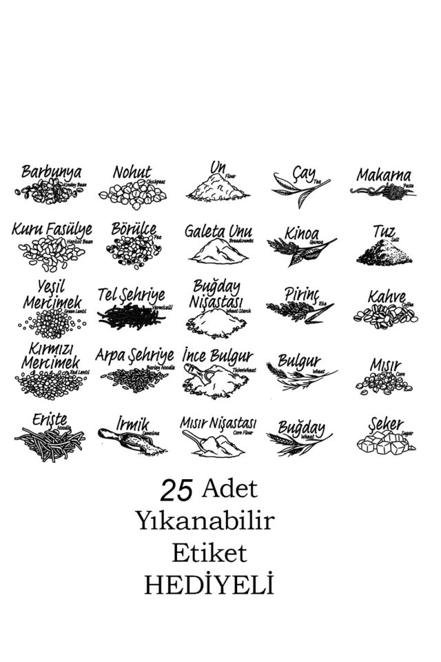 Porsima 433-Gr 24 lü Etiketli Çok Amaçlı Kare Erzak Baharat Saklama Kabı Seti 1.90 1.30 0.60 LT -Gri
