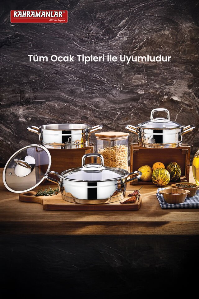Kahramanlar Çelik Sırma 3'lü Sahan Omlet Seti Parlak