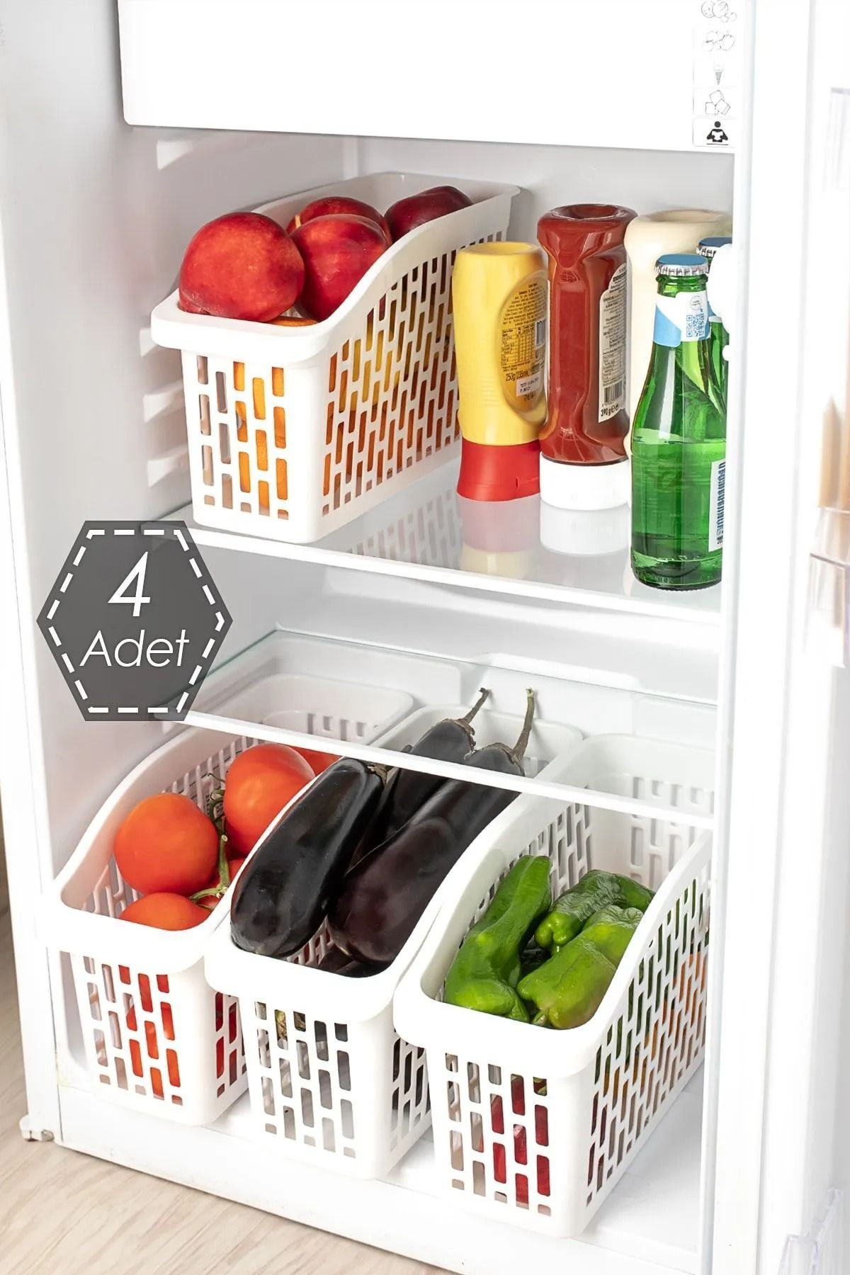 Porsima Org-22 4 lü Çok Amaçlı Buzdolabı İçi Düzenleyici Sebze Meyve Organizer Sepet