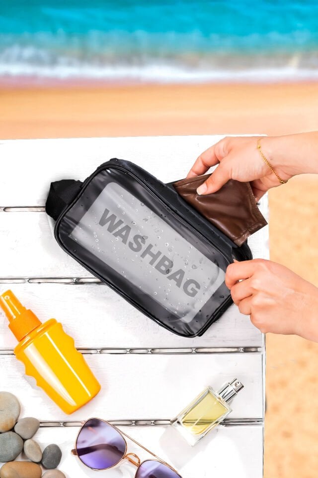 Porsima 3140 2li Şeffaf Seyahat ve Makyaj Çantası Su Geçirmez Organizer Washbag 21x13cm