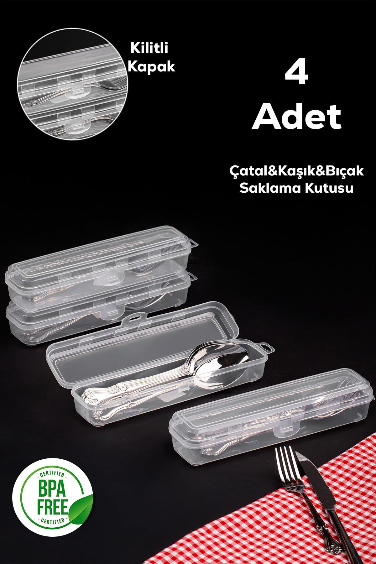 Porsima Org-184 4lü Makyaj Kalemlik Diş Fırçası Kabı - Multix Çatal Kaşık Bıçak Saklama Kutusu Kabı Seti