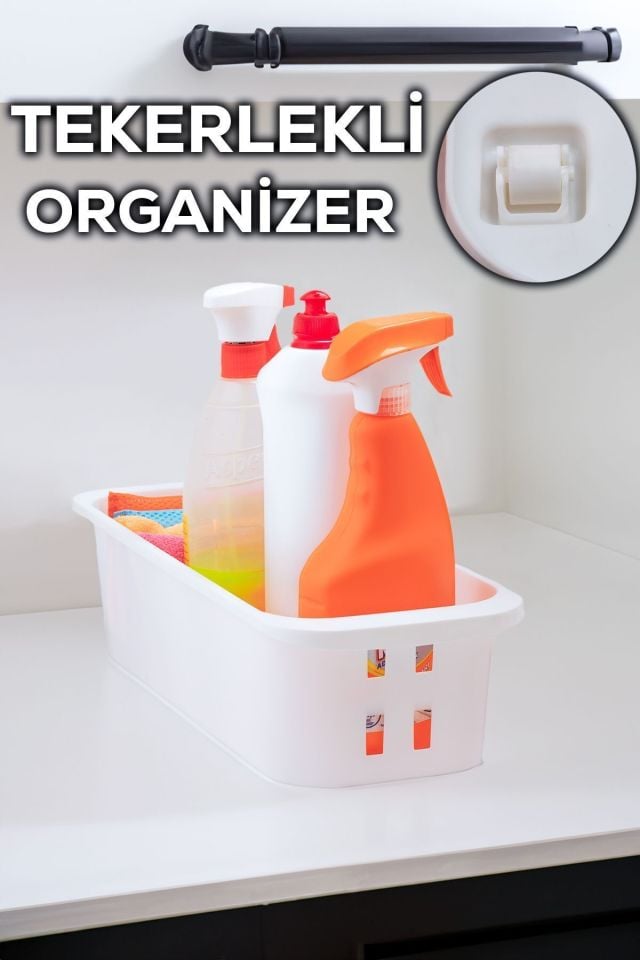 Porsima ORG-27 Çok Amaçlı Tekerlekli Organizer Banyo Mutfak Kiler Foksiyonel Düzenleyici Beyaz