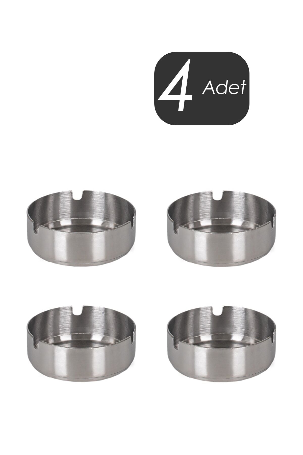 Porsima Etn-015 Küllük Paslanmaz Çelik 4 Lü Kül Tablası Kaliteli Küllük Seti 1,2 Ml Kalınlık