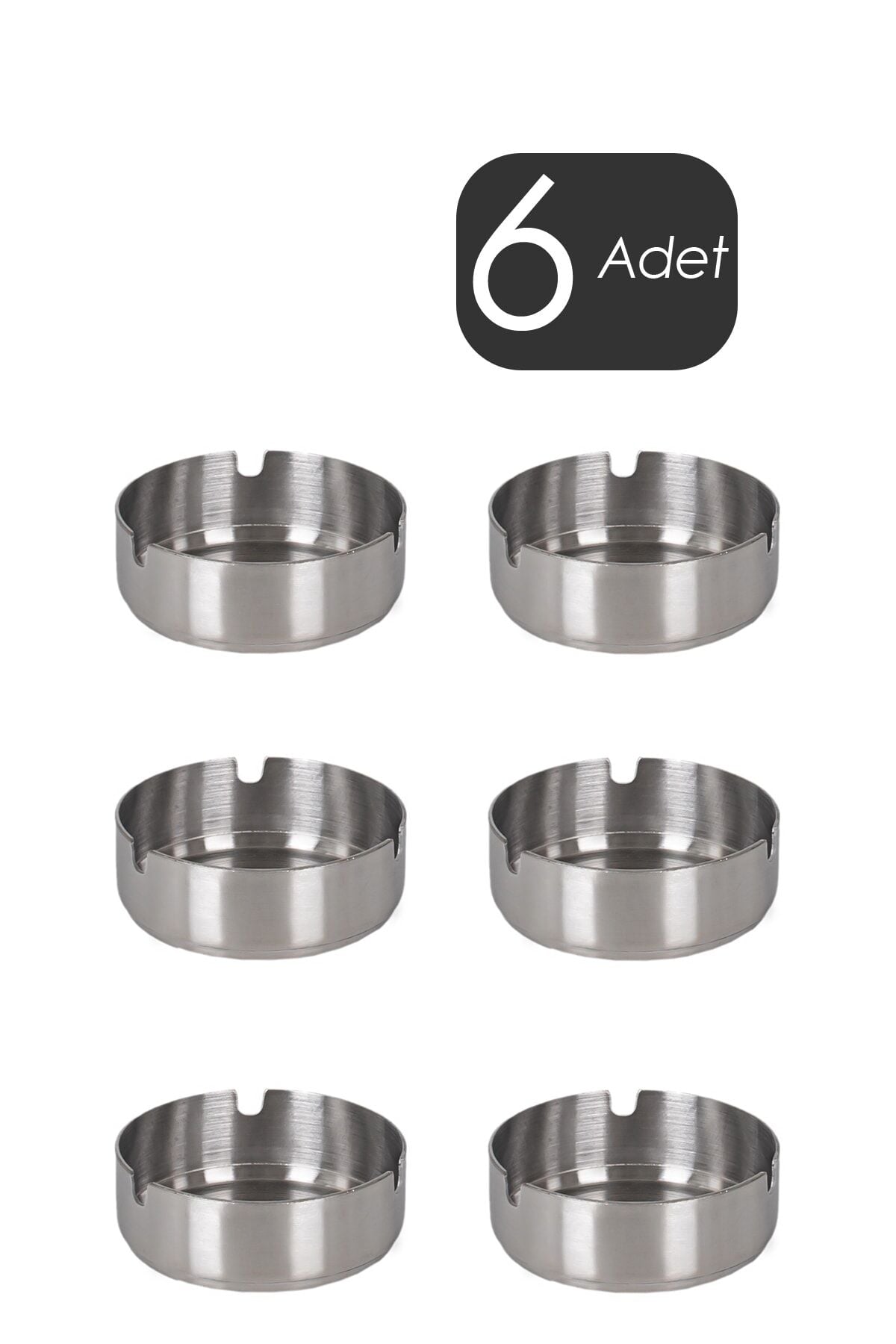Porsima Etn-015 Küllük Paslanmaz Çelik 6 Lı Kül Tablası Kaliteli Küllük Seti 1,2 Ml Kalınlık