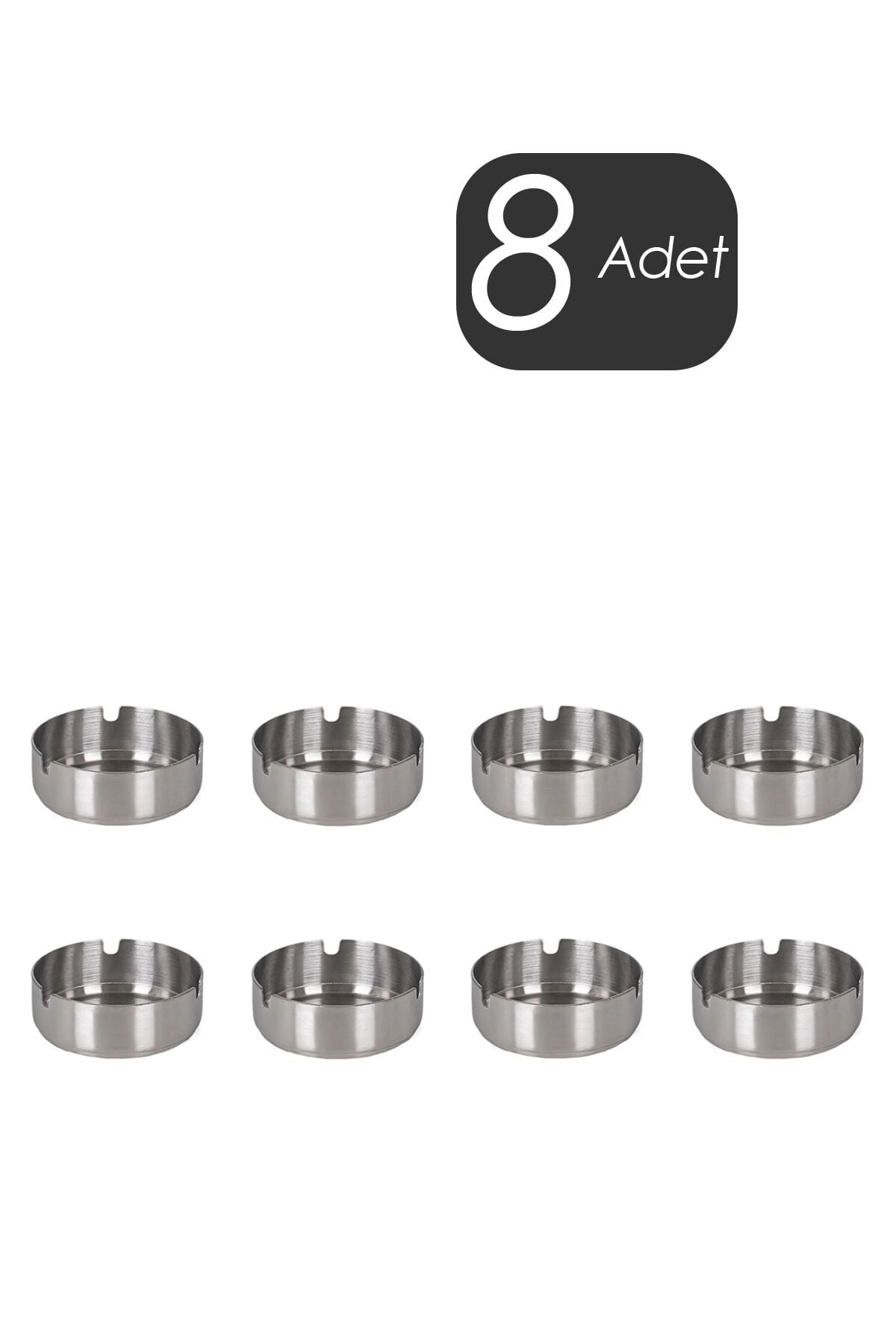 Porsima Etn-015 Küllük Paslanmaz Çelik 8 Li Kül Tablası Kaliteli Küllük Seti 1,2 Ml Kalınlık