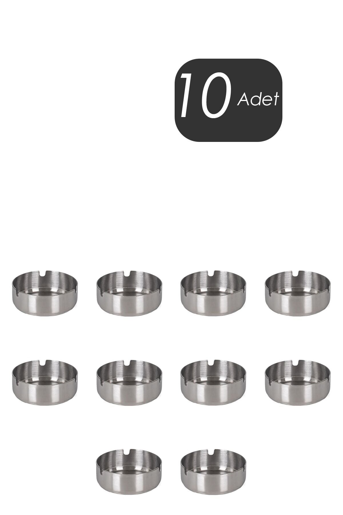 Porsima Etn-015 Küllük Paslanmaz Çelik 10 Lu Kül Tablası Kaliteli Küllük Seti 1,2 Ml Kalınlık