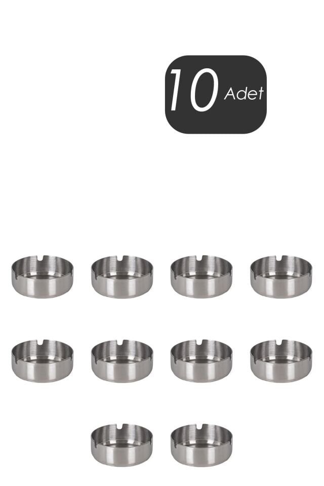 Porsima Etn-015 Küllük Paslanmaz Çelik 10 Lu Kül Tablası Kaliteli Küllük Seti 1,2 Ml Kalınlık