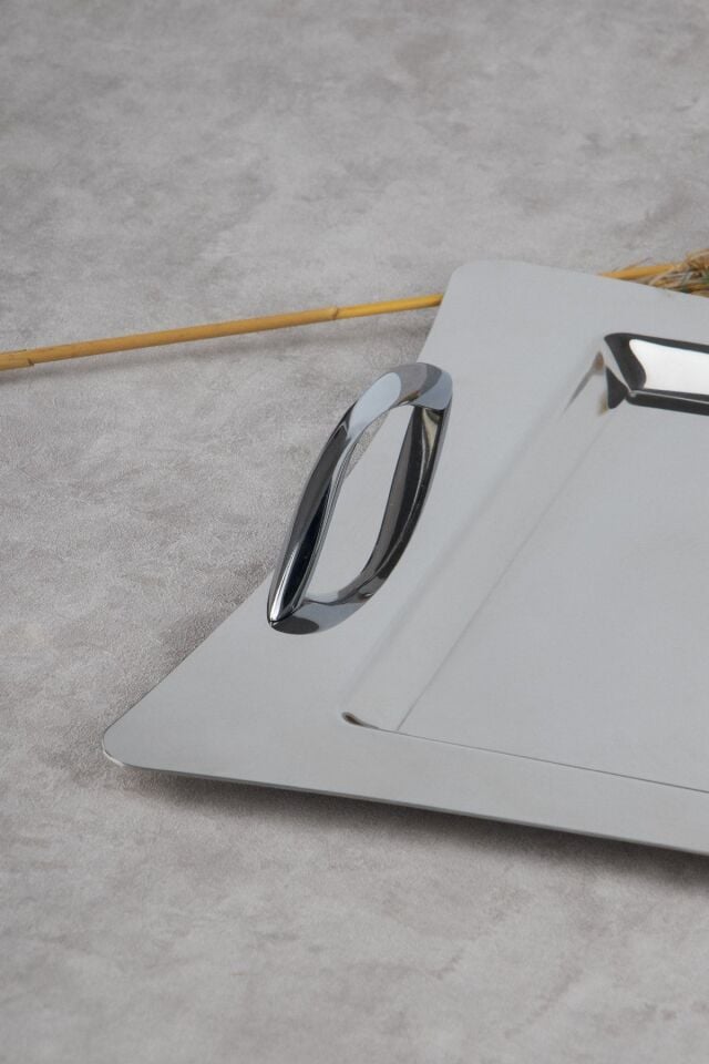 Nehir Karanfil Sade 18/10 Paslanmaz Çelik Çay Kahve Servis Tepsisi