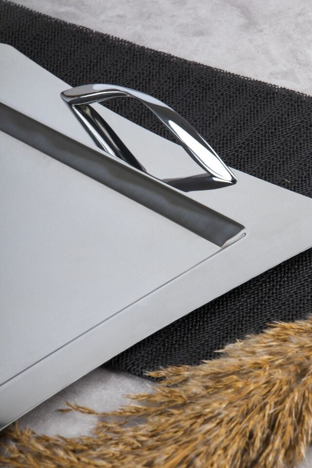 Nehir Karanfil Sade 18/10 Paslanmaz Çelik Çay Kahve Servis Tepsisi