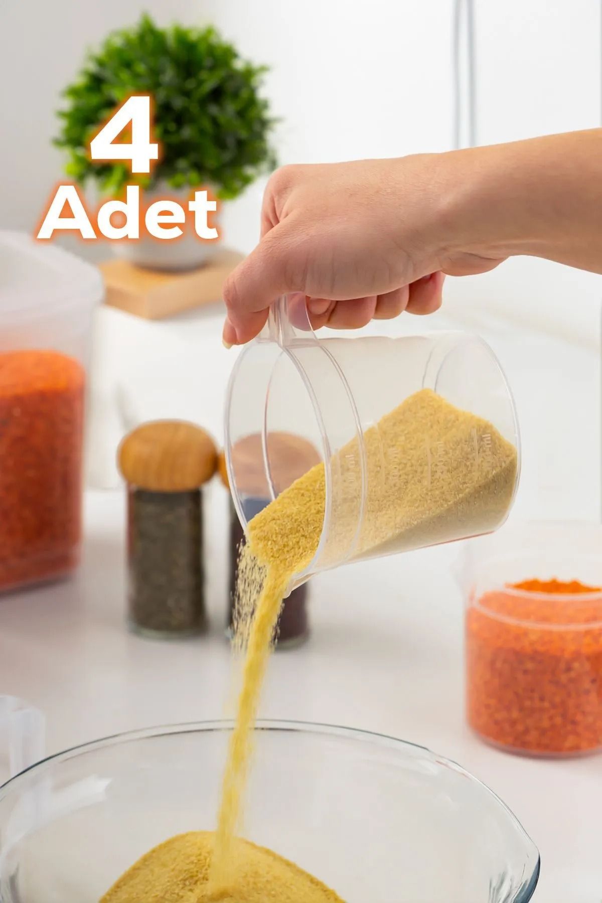 Porsima KRD-0040 4'lü 400 mL Şeffaf Plastik Ölçek Kabı - Beher Ölçü Kabı