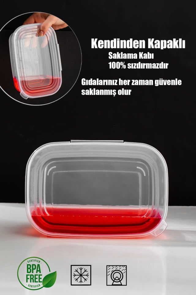 Porsima 1072 20'li Buzluk Düzenleyici Saklama Kabı Kendinden Kapaklı Derin Dondurucu Saklama Kabı 1Lt Şeffaf