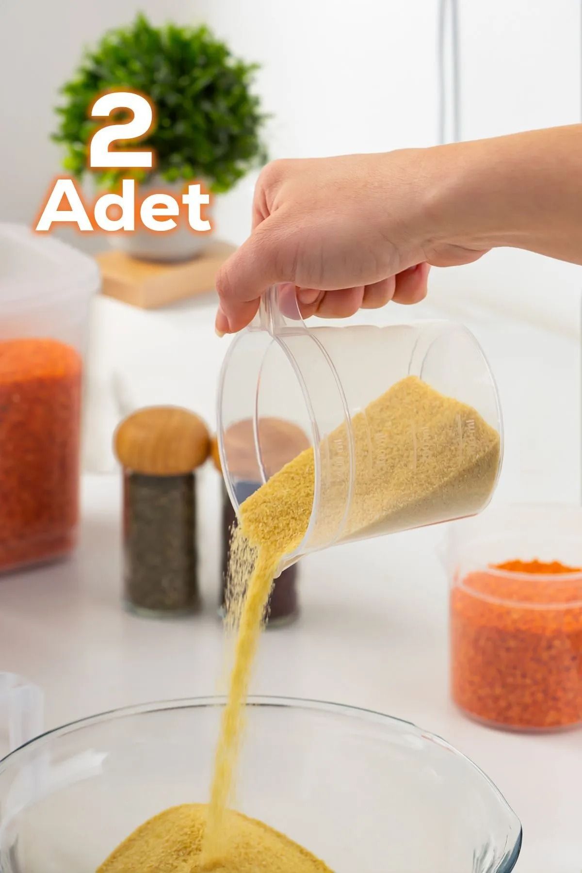 Porsima KRD-0040 2'li 400 mL Şeffaf Plastik Ölçek Kabı - Beher Ölçü Kabı