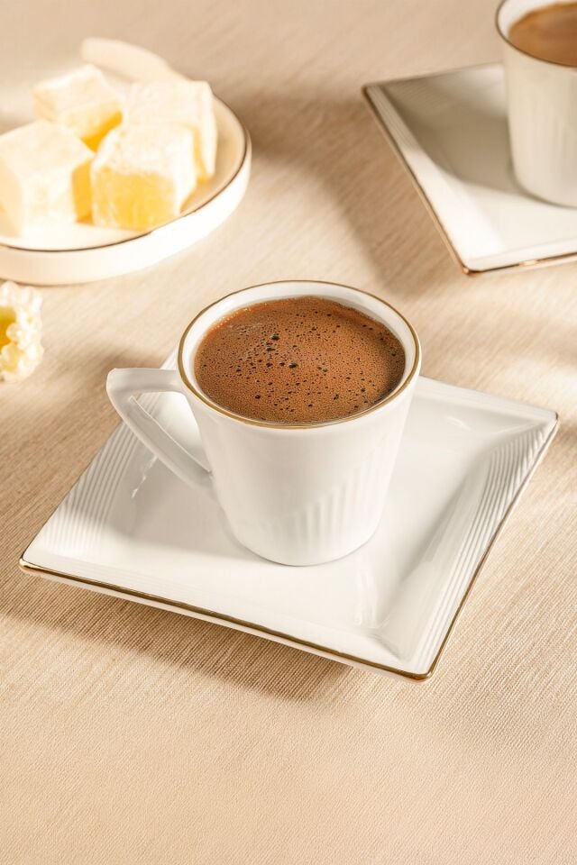 Nehir Begonvil 12 Parça Porselen Kahve Fincan Takımı