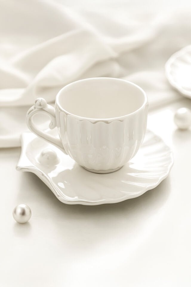 Nehir Perla 6 Kişilik 12 Parça Porselen Kahve Fincan Takımı