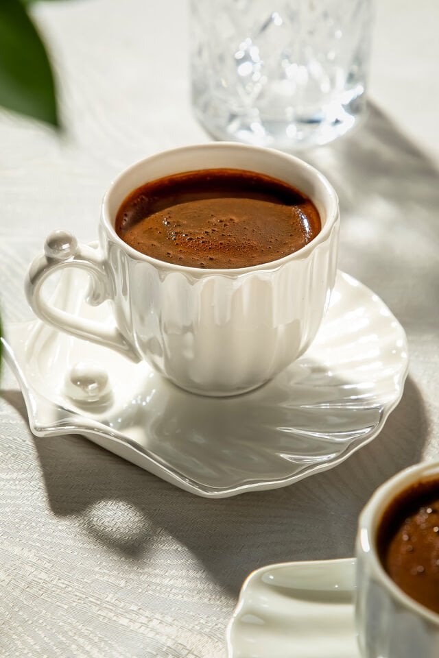 Nehir Perla 6 Kişilik 12 Parça Porselen Kahve Fincan Takımı