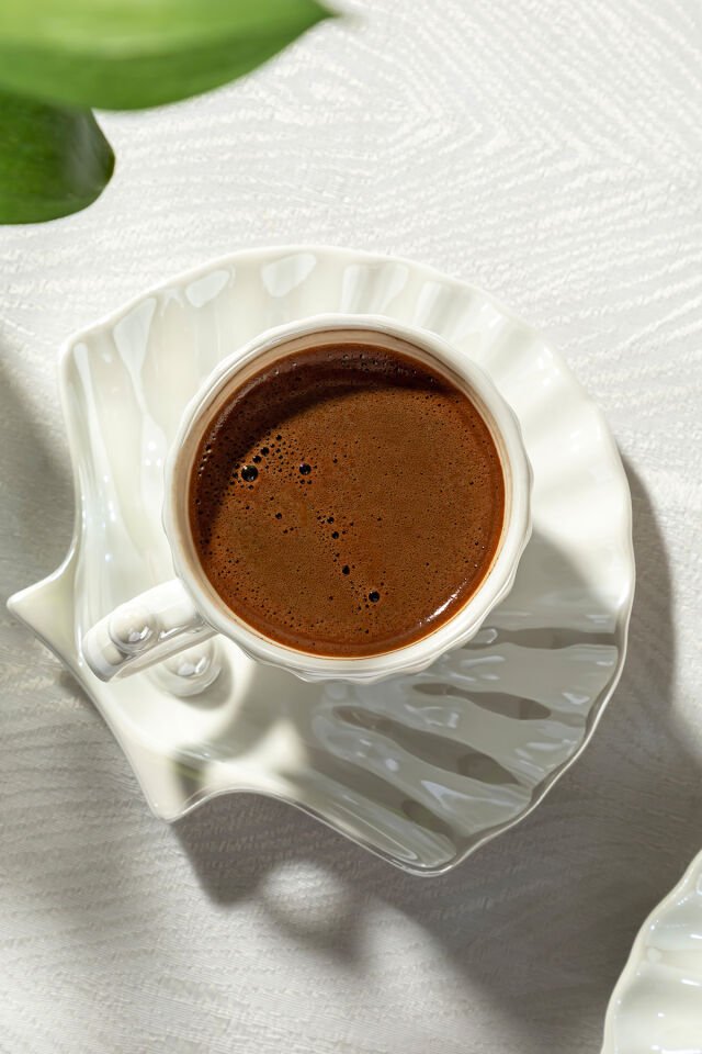 Nehir Perla 6 Kişilik 12 Parça Porselen Kahve Fincan Takımı