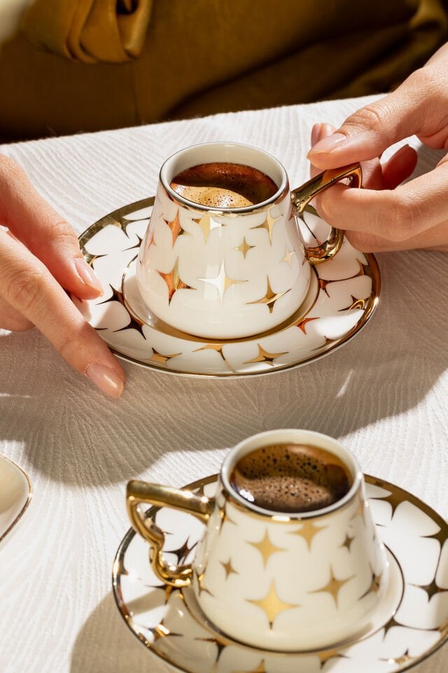 Nehir Tutku 6 Kişilik 12 Parça Porselen Kahve Fincan Takımı