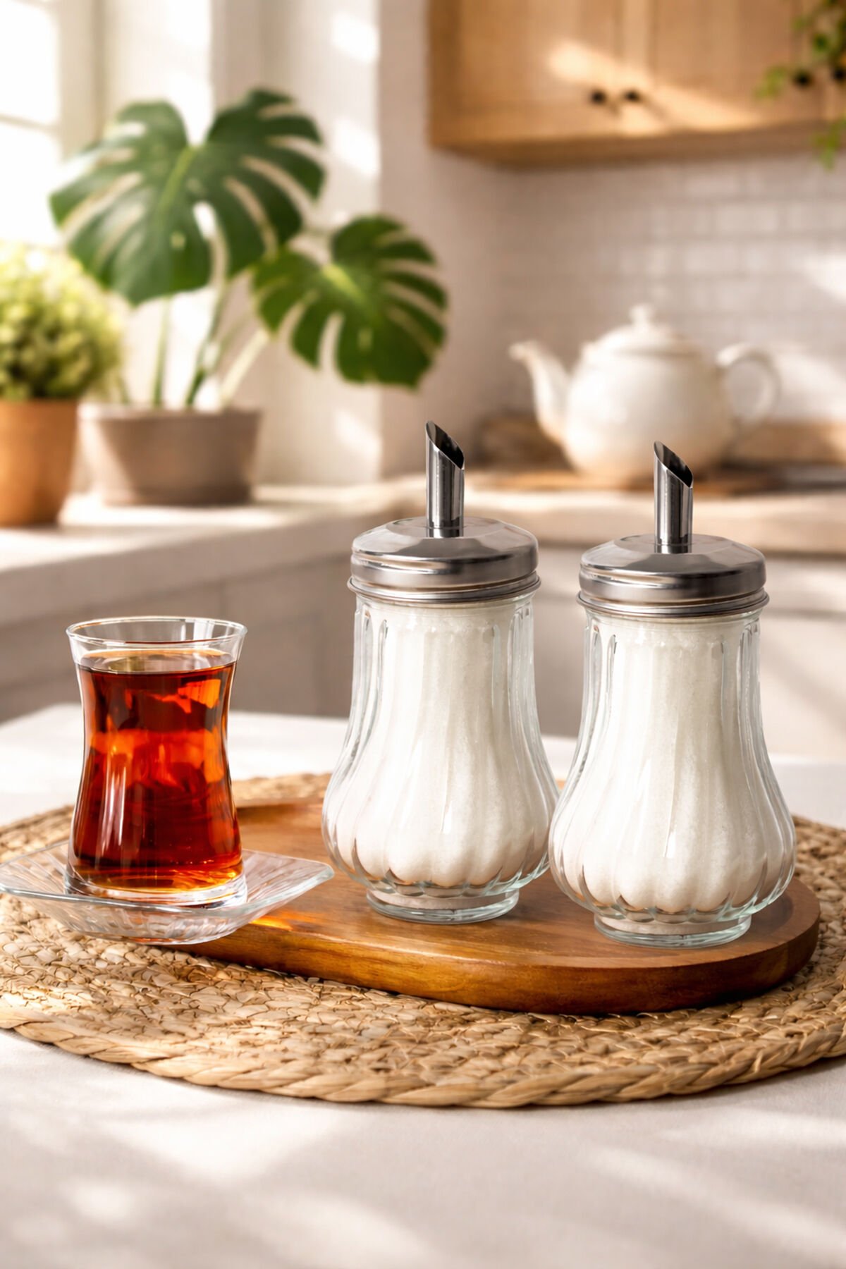 Porsima Dhz90131 Cam Akıtmalı Salla Dök 2li Şekerlik - 2li Toz Şekerlik Seti - 200 ml