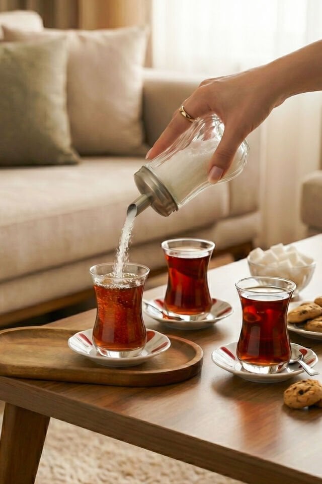 Porsima Dhz90131 Cam Akıtmalı Salla Dök 2li Şekerlik - 2li Toz Şekerlik Seti - 200 ml