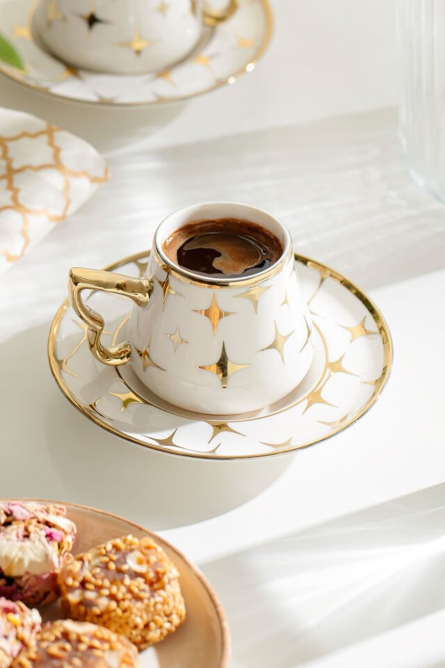 Nehir Tutku 6 Kişilik 12 Parça Porselen Kahve Fincan Takımı