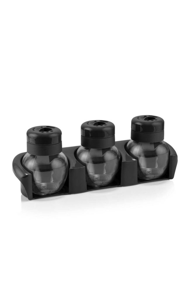 Porsima L-00372 3'lü Plastik Standlı Baharatlık Takımı Tuzluk Baharatlık Seti