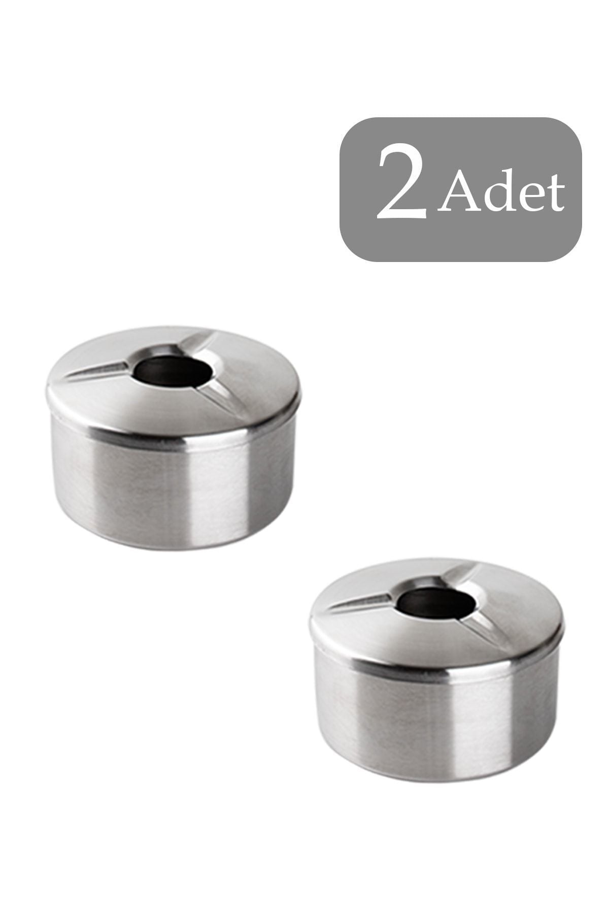 Porsima 2 li Paslanmaz Çelik Metal Kül Tablası - Kapaklı Rüzgar Geçirmez Küllük