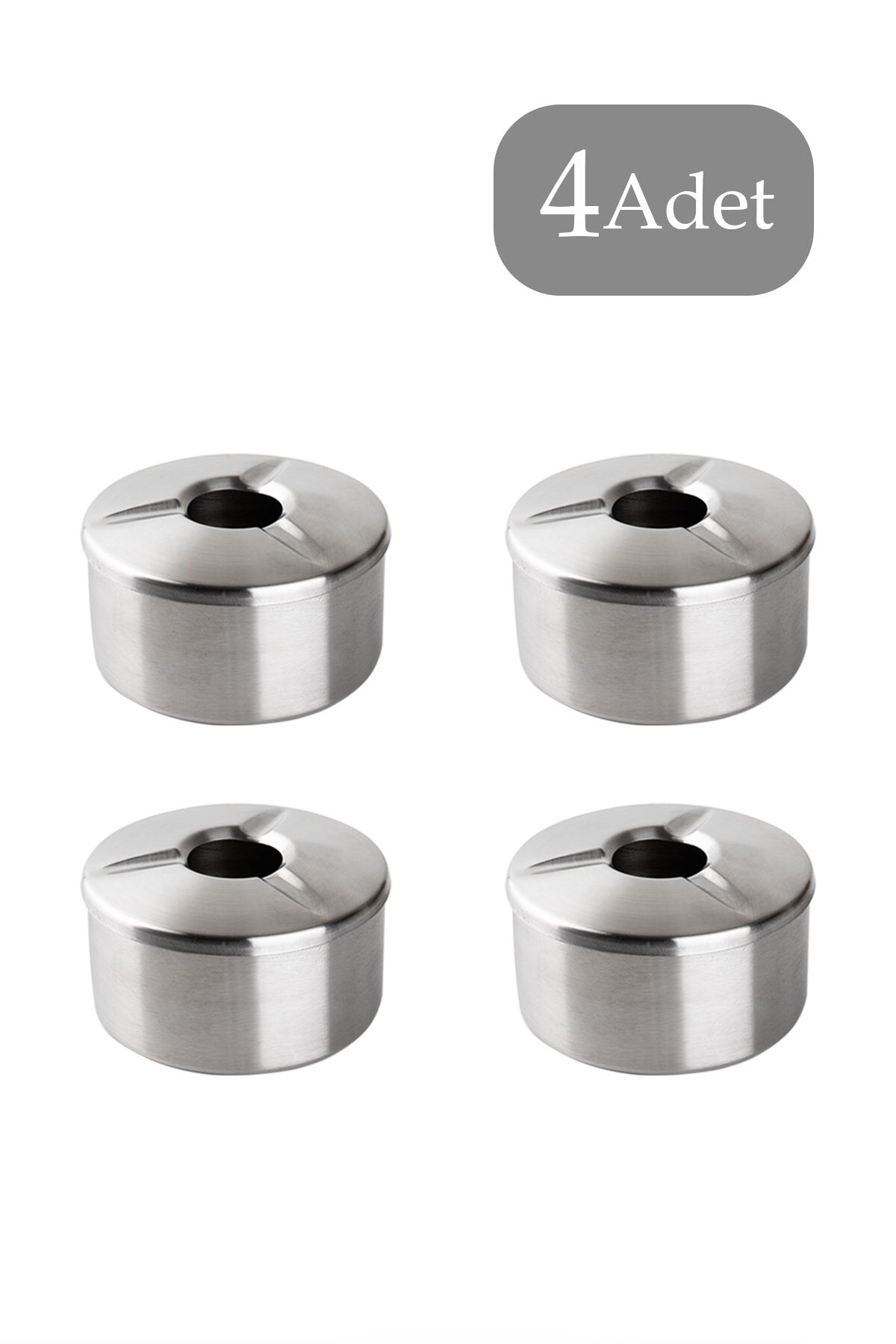 Porsima 4lü Paslanmaz Çelik Metal Kül Tablası - Kapaklı Rüzgar Geçirmez Küllük