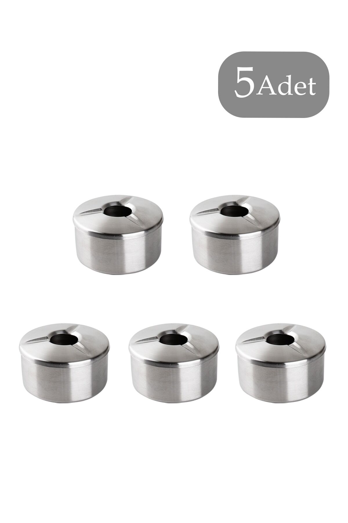 Porsima 5 li Paslanmaz Çelik Metal Kül Tablası - Kapaklı Rüzgar Geçirmez Küllük