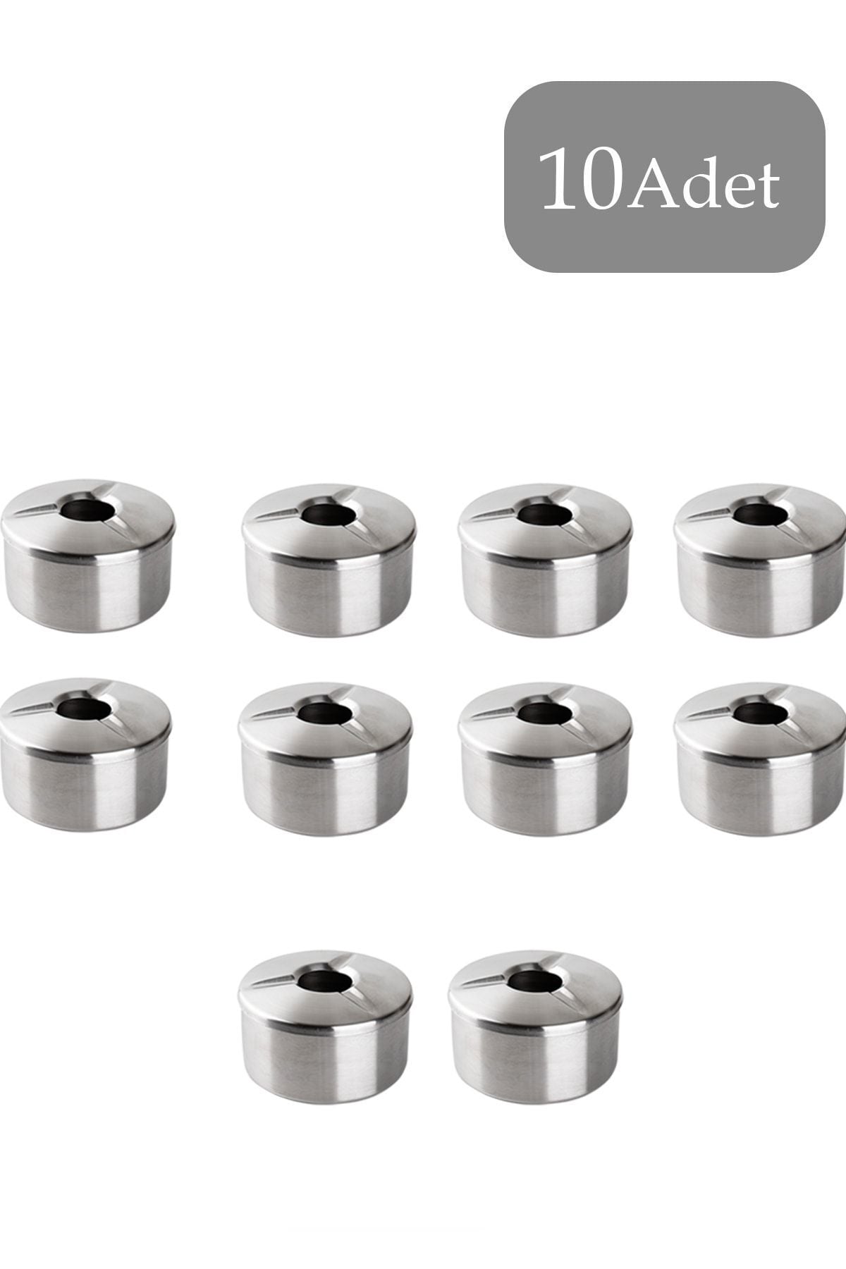 Porsima 10 lu Paslanmaz Çelik Metal Kül Tablası - Kapaklı Rüzgar Geçirmez Küllük