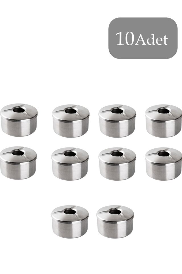 Porsima 10 lu Paslanmaz Çelik Metal Kül Tablası - Kapaklı Rüzgar Geçirmez Küllük
