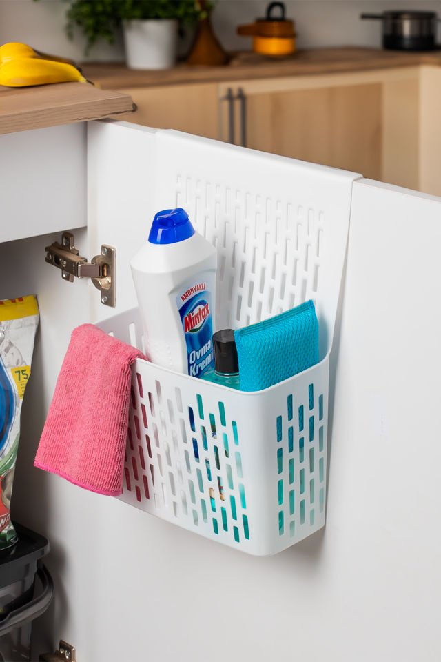 Porsima Org-52 2 li Asılabilir Mutfak Banyo Dolap İçi Düzenleyici Organizer Deterjanlık - Beyaz
