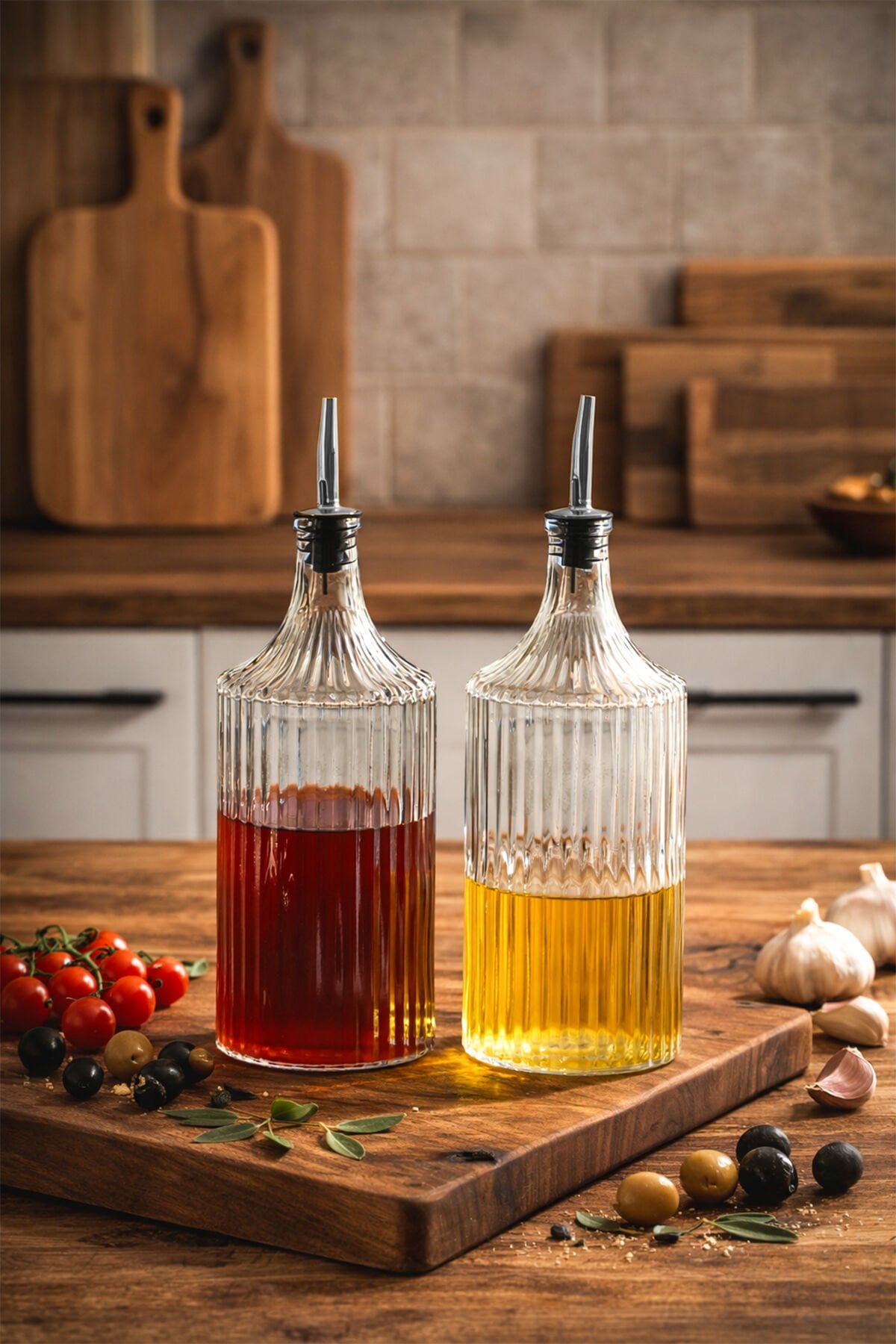 Porsima Viking 18113 2li 1000 ml Cam Şişe Yağlık Sirkelik Çift Kapaklı Gümüş