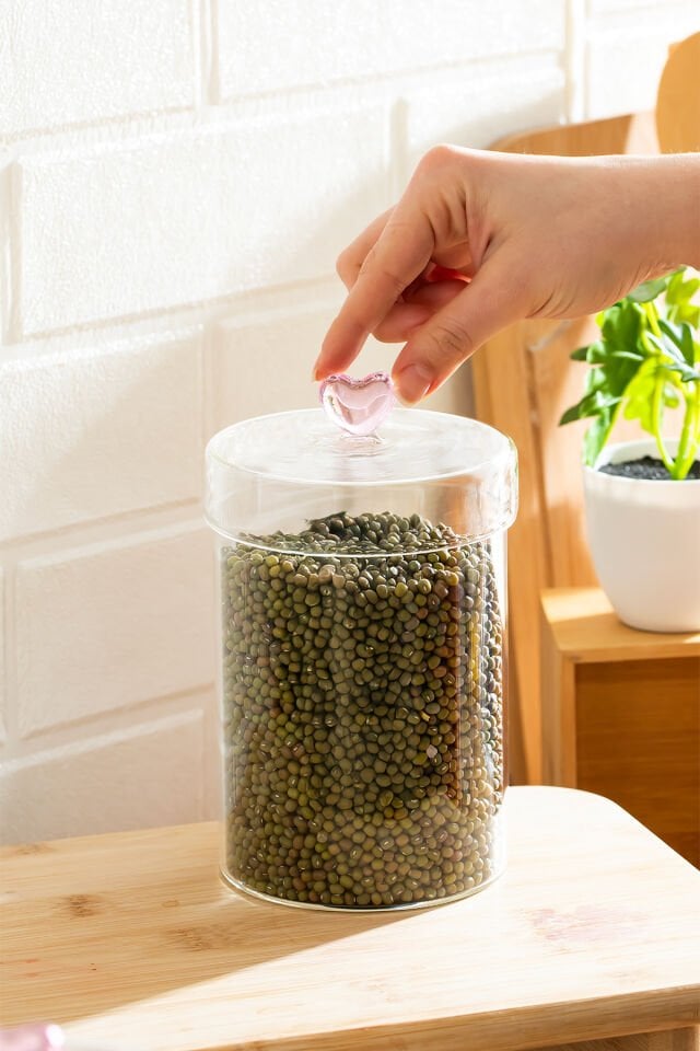 Porsima Hearts 3lü 950 ml Borosilikat Cam Kavanoz Seti Saklama Kabı Takımı 10x15 cm
