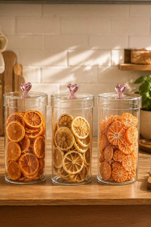 Porsima Hearts 3lü 1150 ml Borosilikat Cam Kavanoz Seti Saklama Kabı Takımı 10x18cm
