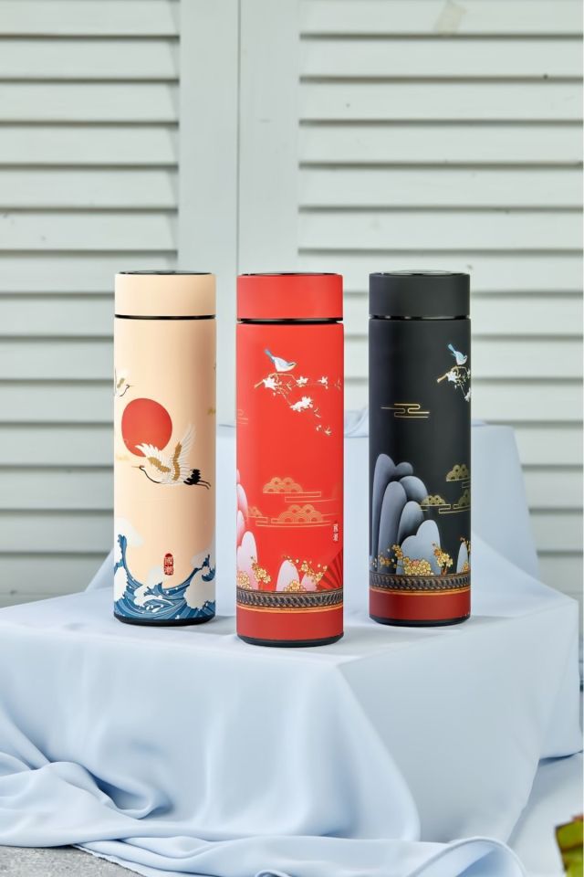 Porsima 1408-2 Paslanmaz Çelik Led Sıcaklık Göstergeli Akıllı Yalıtımlı Çay Kahve Termosu 500 ml