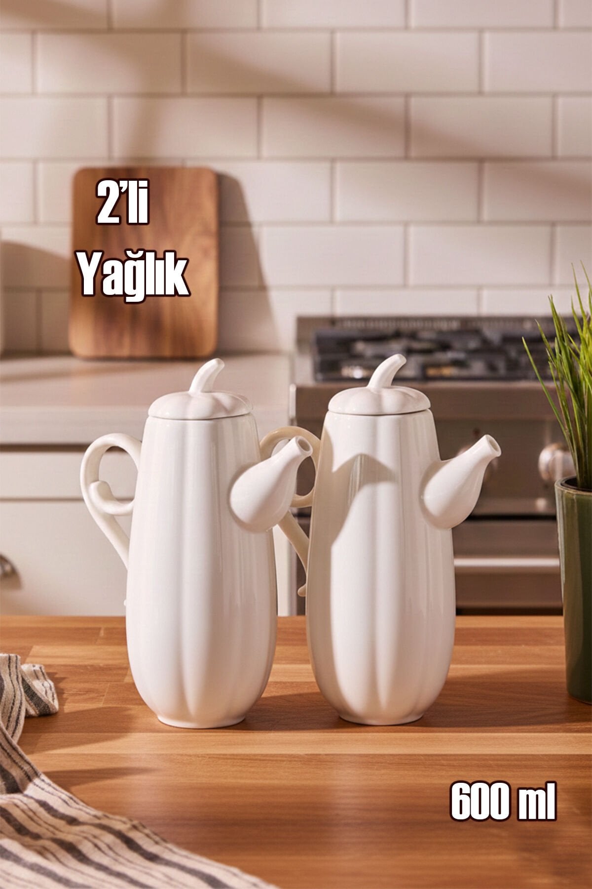 Porsima 17019 2li Pumpkin Porselen Çok Amaçlı Sunum ve Servis Yağdanlığı Yağlık Sirkelik Yağdanlık