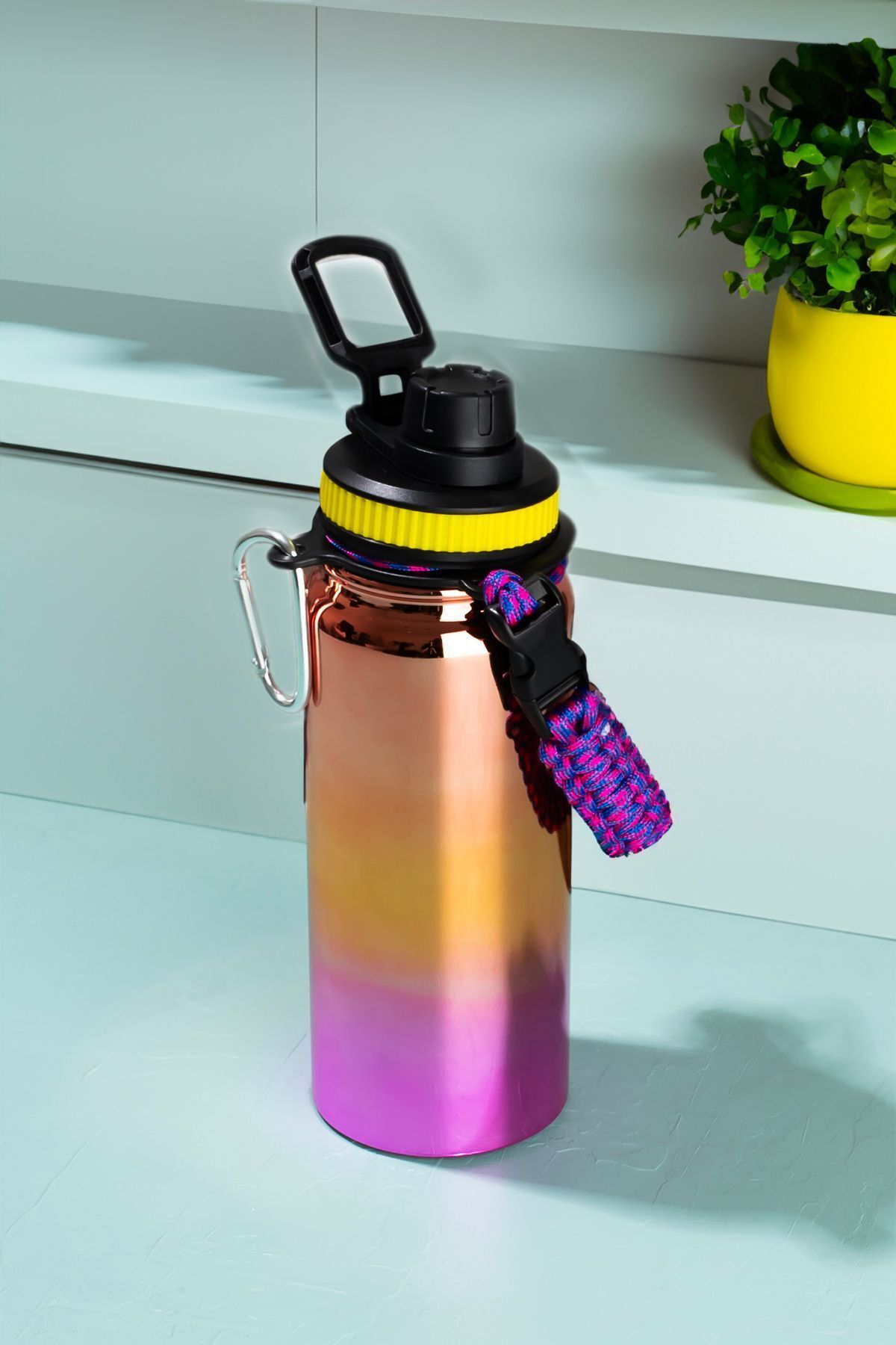 Porsima 1395-3 Paslanmaz Çelik Sızdırmaz Çift Katmanlı Taşıma Askılı Çay Kahve Termosu 700 ml