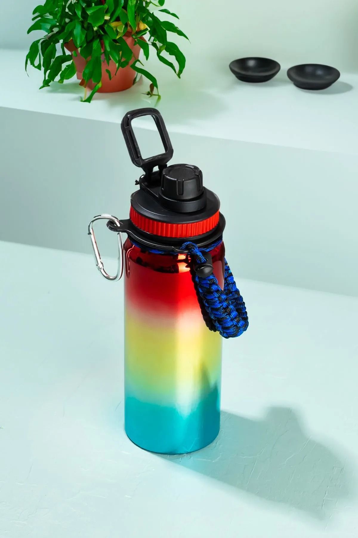 Porsima 1395-3 Paslanmaz Çelik Sızdırmaz Çift Katmanlı Taşıma Askılı Çay Kahve Termosu 700 ml