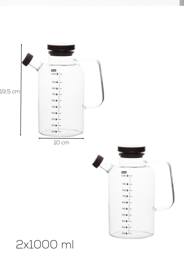 Porsima LM-0108 Verra Kapaklı Borosilikat Cam 2li Yağlık Sirkelik Yağdanlık Seti 1000ml