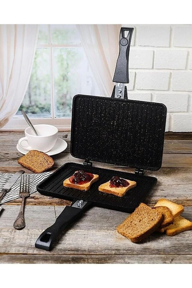 Oms 3773 Döküm Ocak Üstü Tost Makinesi 23x17cm